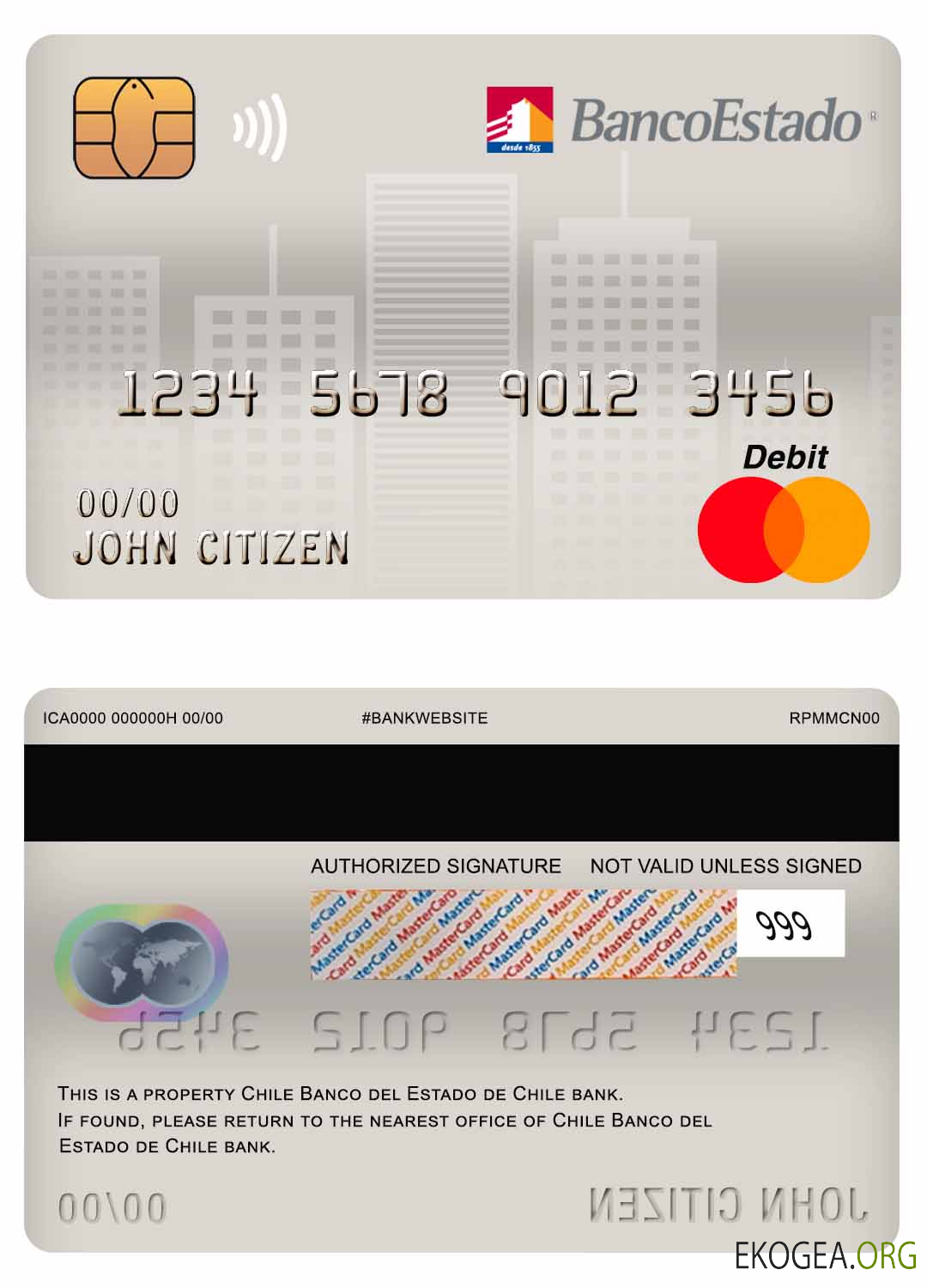 Chili Carte de débit principale de la banque Banco del Estado de Chile